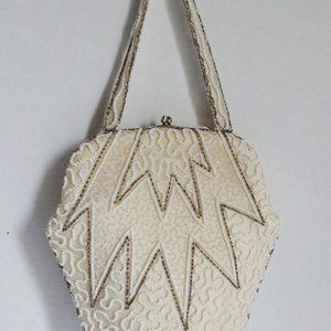 Vintage 1940's Ed B.Robinson Art Deco Ivory Beaded Evening Bag